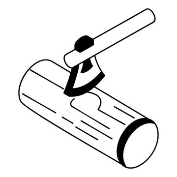 axe chopping log black and white clip art preview