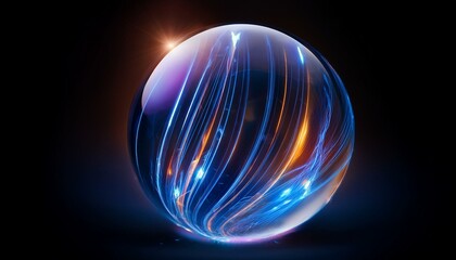 大きなガラス玉に透き通るようなプラズマのアクセント、程よいグラデーション、スタイリッシュな背景画像 Generated by AI