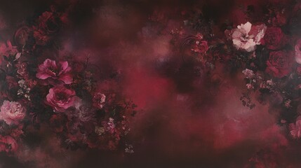 Dark Romantic Floral Wallpaper Design with Deep Red Hues