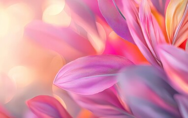 Fototapeta premium Soft Pink and Peach Feathers Dreamy Floral Background Delicate Texture Pastel Colors Romantic Bokeh