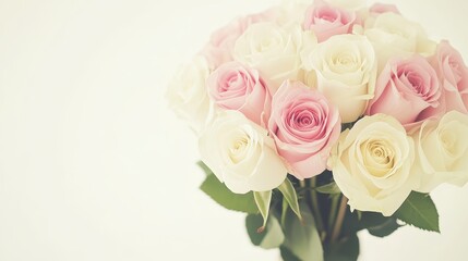 Delicate Bouquet of Pink and White Roses