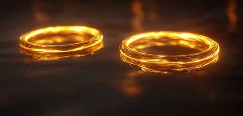 Circular flow patterns in glowing golden tones with subtle reflections
