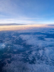 Aerial photography of the Alps in winter early in the morning at sunrise