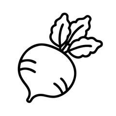 beetroot icon, vegetables line art, vegetables vector - simple black line art icon of beetroot perfect for logos, and vegetables-themed designs.