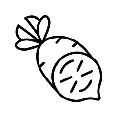 beet slice icon, vegetables line art, vegetables vector - simple black line art icon of beet slice perfect for logos, and vegetables-themed designs.