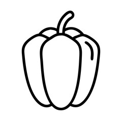 bell pepper icon, vegetables line art, vegetables vector - simple black line art icon of bell pepper perfect for logos, and vegetables-themed designs.