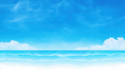 serene ocean view with clear blue skies and gentle waves, evoking tranquility and peace