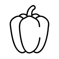 bell pepper icon, vegetables line art, vegetables vector - simple black line art icon of bell pepper perfect for logos, and vegetables-themed designs.
