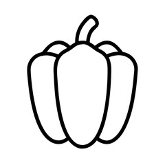 bell pepper icon, vegetables line art, vegetables vector - simple black line art icon of bell pepper perfect for logos, and vegetables-themed designs.