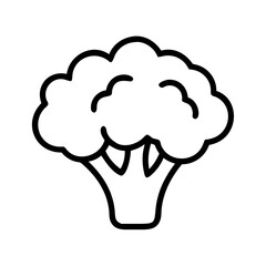 broccoli icon, vegetables line art, vegetables vector - simple black line art icon of broccoli perfect for logos, and vegetables-themed designs.