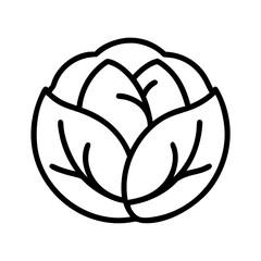 cabbage icon, vegetables line art, vegetables vector - simple black line art icon of cabbage perfect for logos, and vegetables-themed designs.