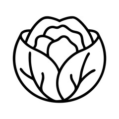 cabbage icon, vegetables line art, vegetables vector - simple black line art icon of cabbage perfect for logos, and vegetables-themed designs.