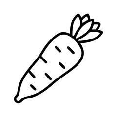 daikon radish icon, vegetables line art, vegetables vector - simple black line art icon of daikon radish perfect for logos, and vegetables-themed designs.