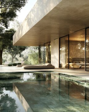 Modern Minimalist House Design with Infinity Pool Sun Drenched Terrace and Tranquil Garden Views