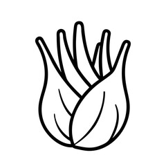 fennel bulb icon, vegetables line art, vegetables vector - simple black line art icon of fennel bulb perfect for logos, and vegetables-themed designs.