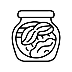 fermented kimchi icon, vegetables line art, vegetables vector - simple black line art icon of fermented kimchi perfect for logos, and vegetables-themed designs.