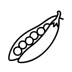 green peas in pod icon, vegetables line art, vegetables vector - simple black line art icon of green peas in pod perfect for logos, and vegetables-themed designs.