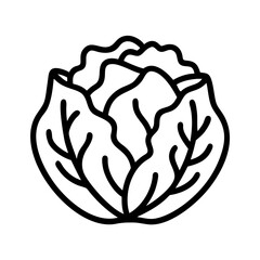 iceberg lettuce icon, vegetables line art, vegetables vector - simple black line art icon of iceberg lettuce perfect for logos, and vegetables-themed designs.