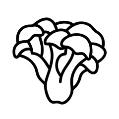 maitake mushroom icon, vegetables line art, vegetables vector - simple black line art icon of maitake mushroom perfect for logos, and vegetables-themed designs.