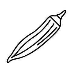 Obraz premium okra pod icon, vegetables line art, vegetables vector - simple black line art icon of okra pod perfect for logos, and vegetables-themed designs.