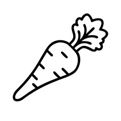 parsnip icon, vegetables line art, vegetables vector - simple black line art icon of parsnip perfect for logos, and vegetables-themed designs.