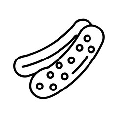 pickled cucumber icon, vegetables line art, vegetables vector - simple black line art icon of pickled cucumber perfect for logos, and vegetables-themed designs.