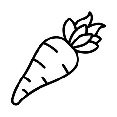 parsnip icon, vegetables line art, vegetables vector - simple black line art icon of parsnip perfect for logos, and vegetables-themed designs.