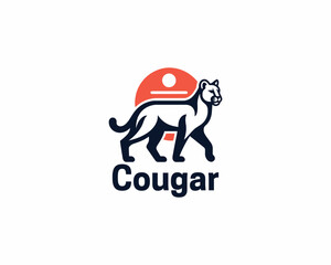 Cougar Full Body Logo Design Icon Vector Illustration