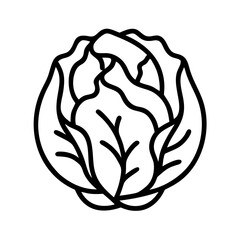 radicchio icon, vegetables line art, vegetables vector - simple black line art icon of radicchio perfect for logos, and vegetables-themed designs.