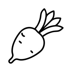 radish icon, vegetables line art, vegetables vector - simple black line art icon of radish perfect for logos, and vegetables-themed designs.