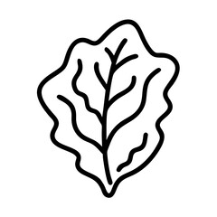 red leaf lettuce icon, vegetables line art, vegetables vector - simple black line art icon of red leaf lettuce perfect for logos, and vegetables-themed designs.