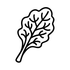 swiss chard icon, vegetables line art, vegetables vector - simple black line art icon of swiss chard perfect for logos, and vegetables-themed designs.