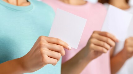 Hands Holding Blank Cards for Creative Activities and Promotions