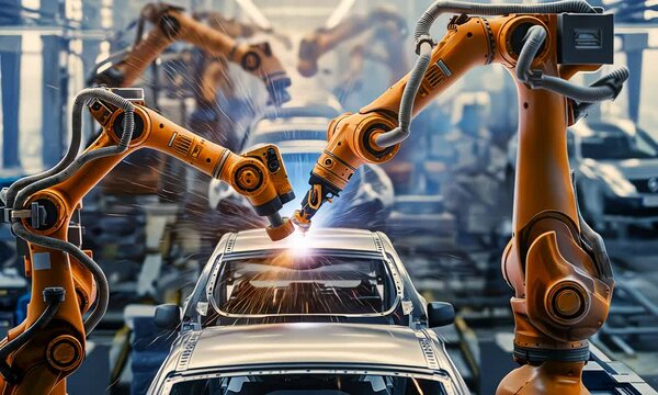Robotic Arms in an Automated Car Factory