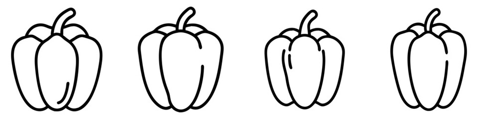 red bell pepper icon, vegetables line art, vegetables vector - simple black line art icon of red bell pepper perfect for logos, and vegetables-themed designs.