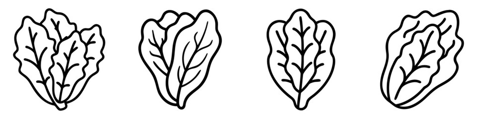 romaine lettuce icon, vegetables line art, vegetables vector - simple black line art icon of romaine lettuce perfect for logos, and vegetables-themed designs.