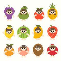 Children Fruit Costume Illustration Pack