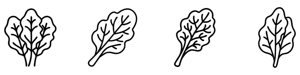 swiss chard icon, vegetables line art, vegetables vector - simple black line art icon of swiss chard perfect for logos, and vegetables-themed designs.