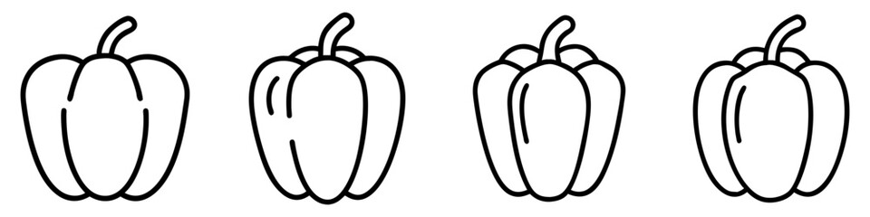 yellow bell pepper icon, vegetables line art, vegetables vector - simple black line art icon of yellow bell pepper perfect for logos, and vegetables-themed designs.