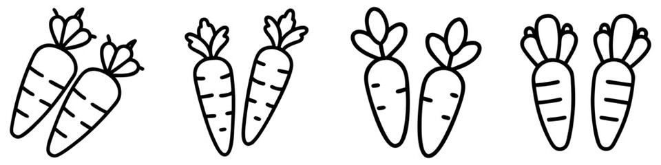 baby carrots icon, vegetables line art, vegetables vector - simple black line art icon of baby carrots perfect for logos, and vegetables-themed designs.