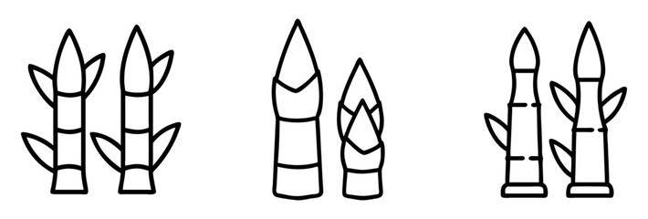 bamboo shoots icon, vegetables line art, vegetables vector - simple black line art icon of bamboo shoots perfect for logos, and vegetables-themed designs.