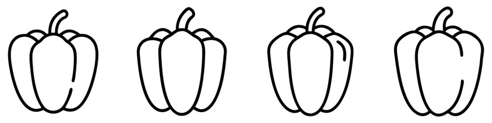 bell pepper icon, vegetables line art, vegetables vector - simple black line art icon of bell pepper perfect for logos, and vegetables-themed designs.