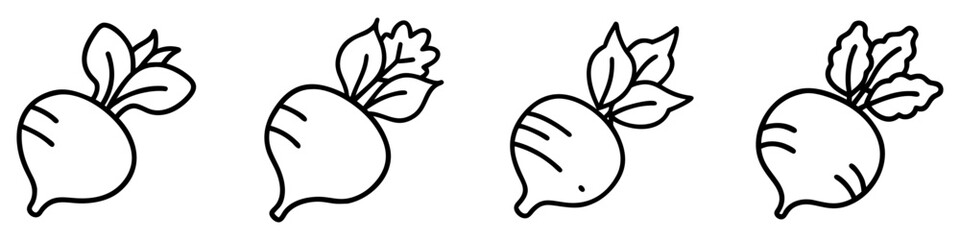 beetroot icon, vegetables line art, vegetables vector - simple black line art icon of beetroot perfect for logos, and vegetables-themed designs.