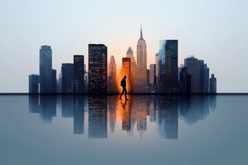 Fototapeta premium Industrial landscape finance and technology evolution in nyc