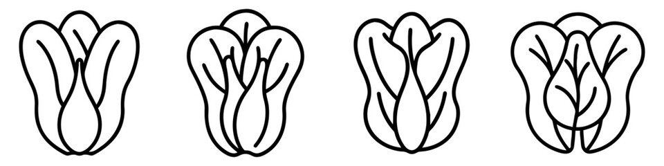 bok choy icon, vegetables line art, vegetables vector - simple black line art icon of bok choy perfect for logos, and vegetables-themed designs.