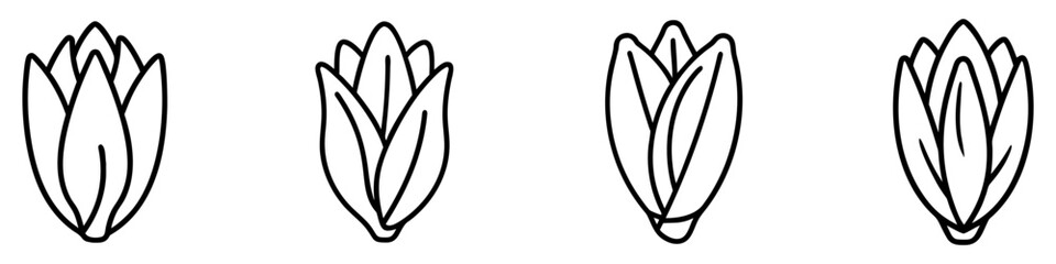 endive icon, vegetables line art, vegetables vector - simple black line art icon of endive perfect for logos, and vegetables-themed designs.