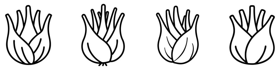 fennel bulb icon, vegetables line art, vegetables vector - simple black line art icon of fennel bulb perfect for logos, and vegetables-themed designs.