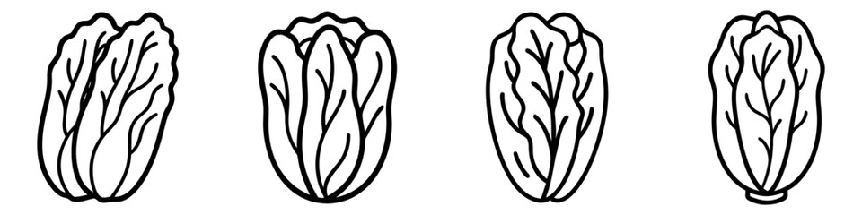 napa cabbage icon, vegetables line art, vegetables vector - simple black line art icon of napa cabbage perfect for logos, and vegetables-themed designs.