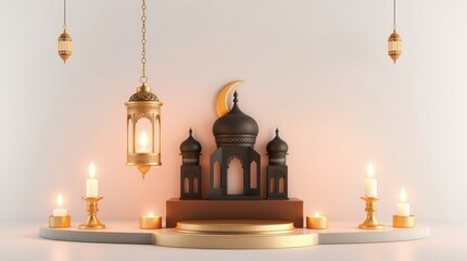 Obraz premium islamic background lantern lamp ramadan kareem