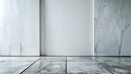 Tiles marble floor with white wall 